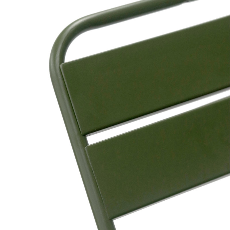 Green Powder Coated Steel Stackable Armless Dining Chairs, Set of 2