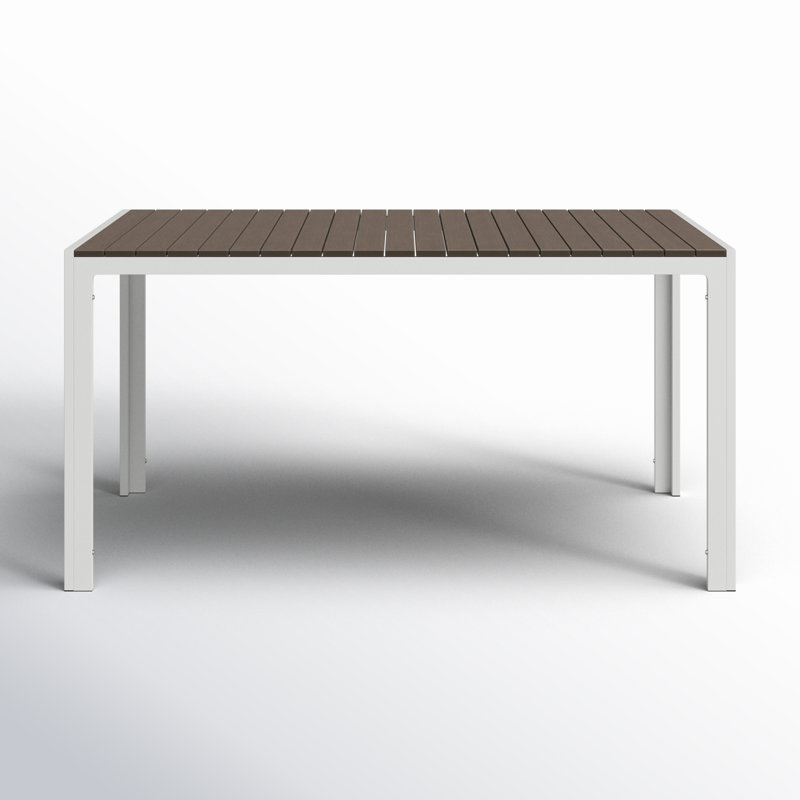 Stillwater 6-Person 59'' Rectangular Aluminum Outdoor Dining Set – Modern Patio Furniture with Rust-Free Frame, Poly Resin Slatted Top & Water-Draining Design