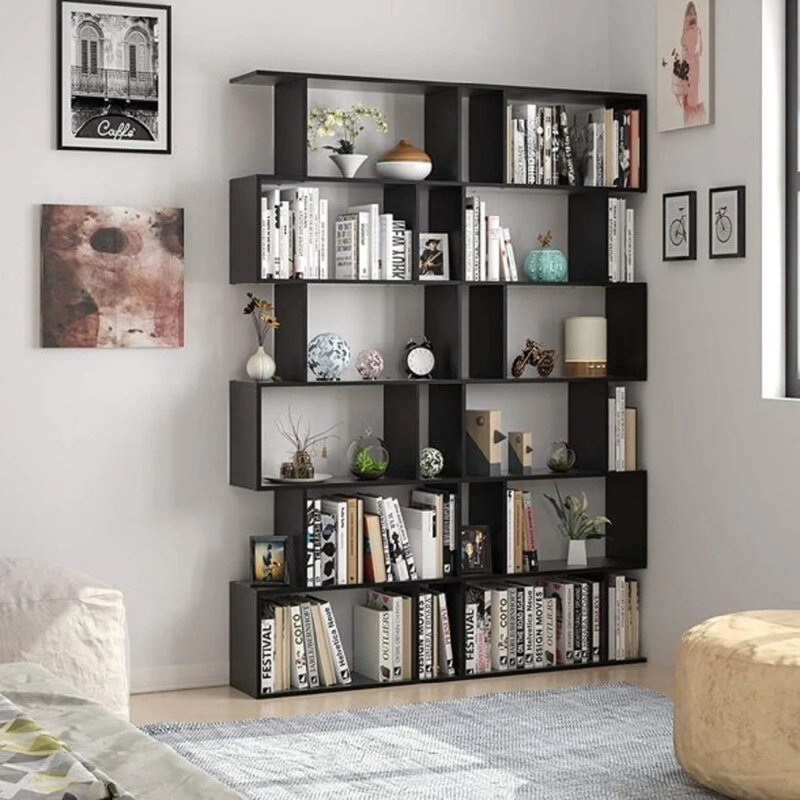 6-tier Open Bookcase Shelves Set, Modern Modular Storage Units For Living Room, Bed Bedroom, Or Office, Black