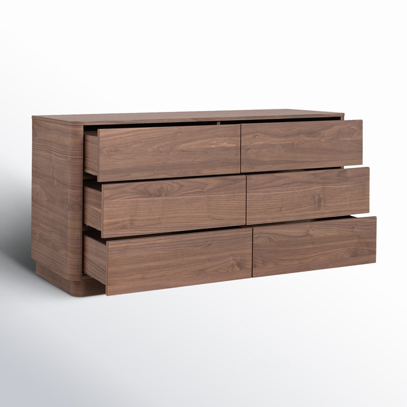 6 Drawer 60" W Double Dresser, Walnut