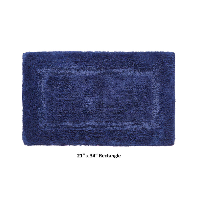 Rozanne Reversible Cotton Bath Rug, Navy, 21" x 34" Rectangle