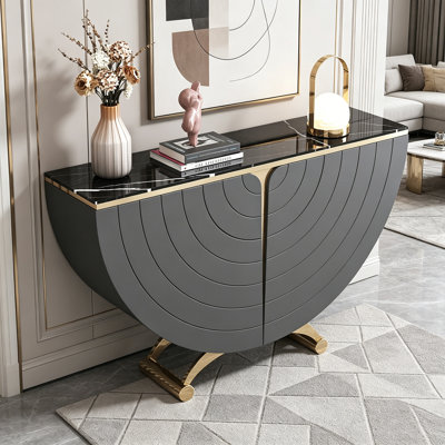 Console moderne en pierre frittée demi-ronde
