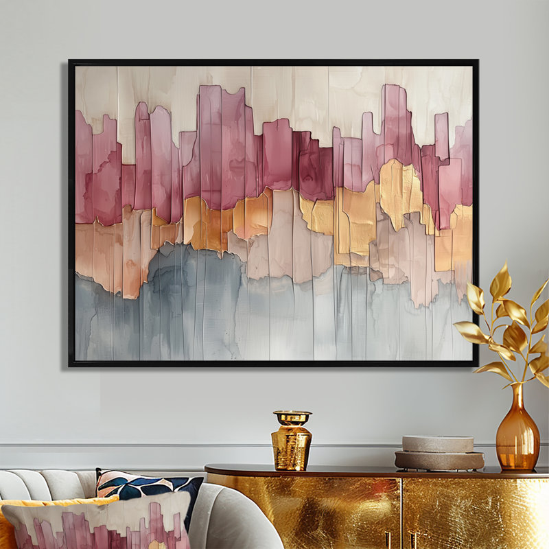 Nyria - Abstract Large Wall Decor, H 34 po x l 44 po, Noir, Cadre flottant