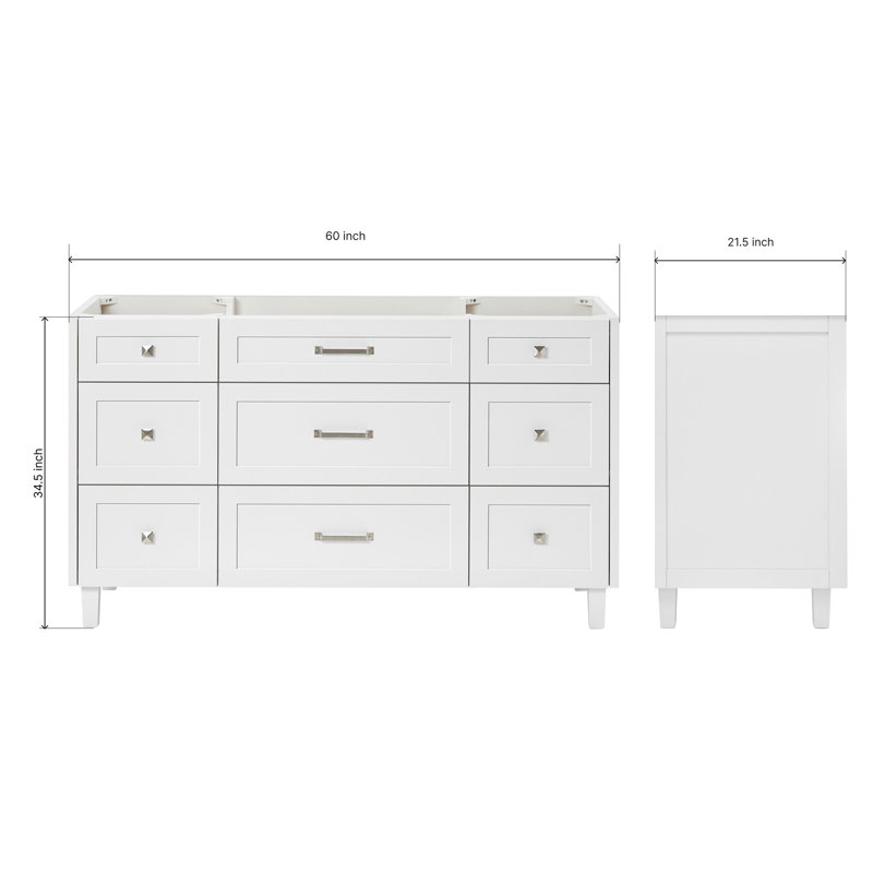 ARIEL Monroe 60 Single Bathroom Vanity Base Only, White