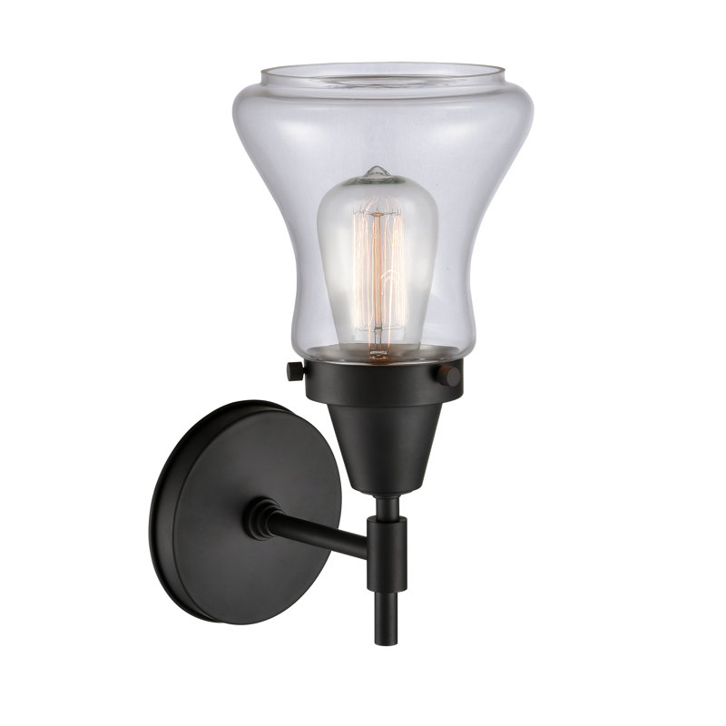 Gayle Armed Sconce, Clear, Incandescent, Matte Black
