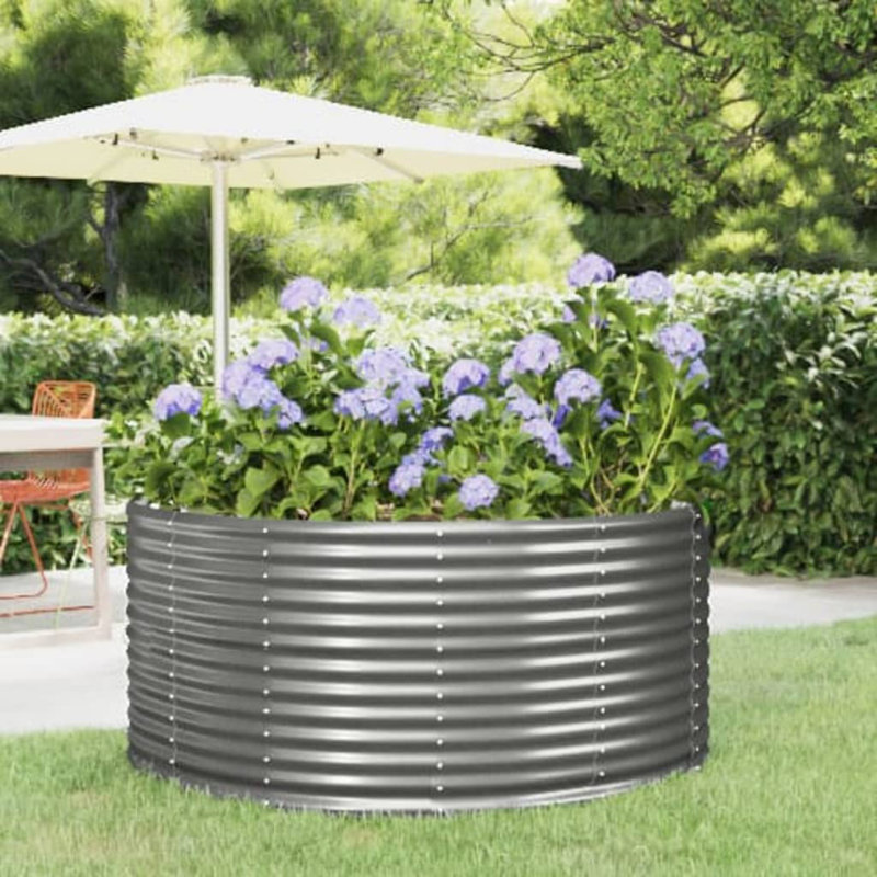 Garden Raised Bed Powder-coated Steel, Green, 140 x 140 x 68 cm