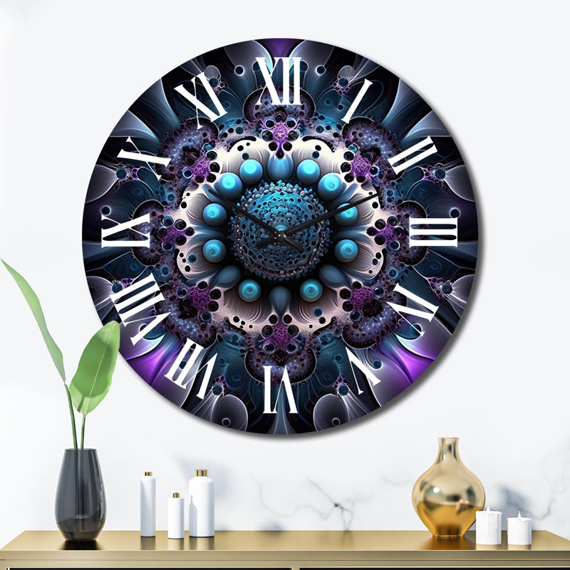 Horloge murale céleste céleste en mystérieux mauve et bleu I, Très grand