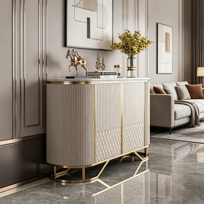 Buffet multifonctionnel de style italien, H 35,43 po x l 47,24 po x P 15,75 po, Beige