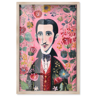 Vampire in the Flowerbed Shadowbox Print Halloween Art Decor by Art Remedy, Blonde Frame, 11 x 16