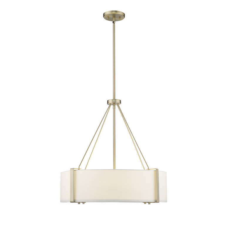 Millennium Lighting Telfar 3 Light Pendant Light with White Fabric Shade, Modern Gold/White