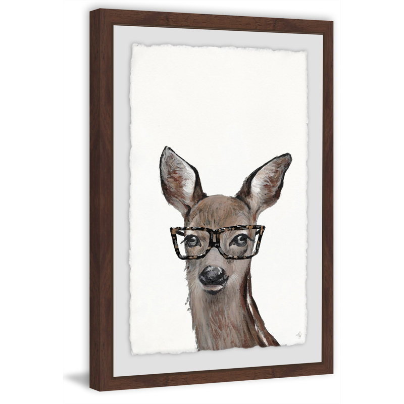 Brown Hippie Deer - Single Picture Frame Painting, 91cm H x 61cm W