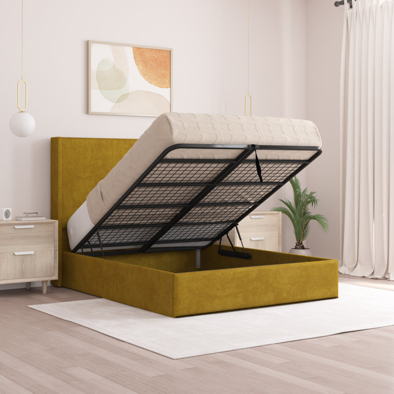 Boiko Upholstered Ottoman Storage Bed, Single (3'), Turmeric