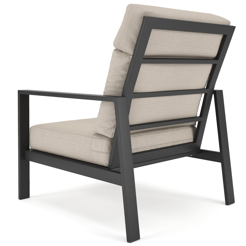 Townsend Metal Outdoor Lounge Club Chair With Sunbrella Cushion, Cast Silver