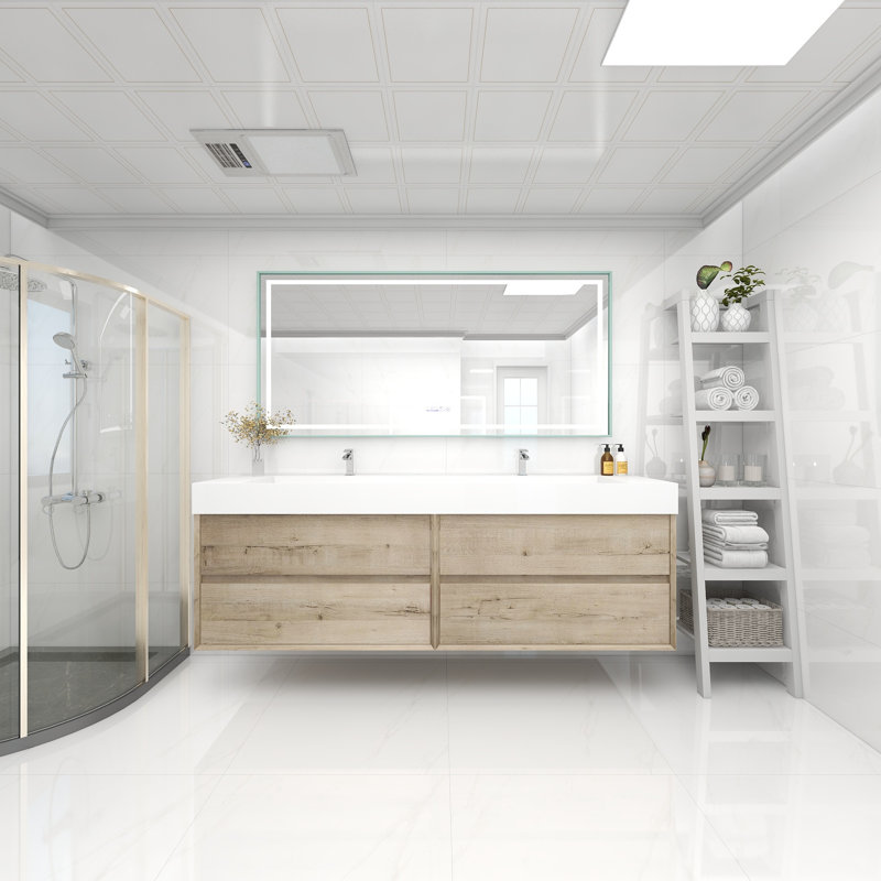 Meuble-lavabo double 84 po, Chêne blanc