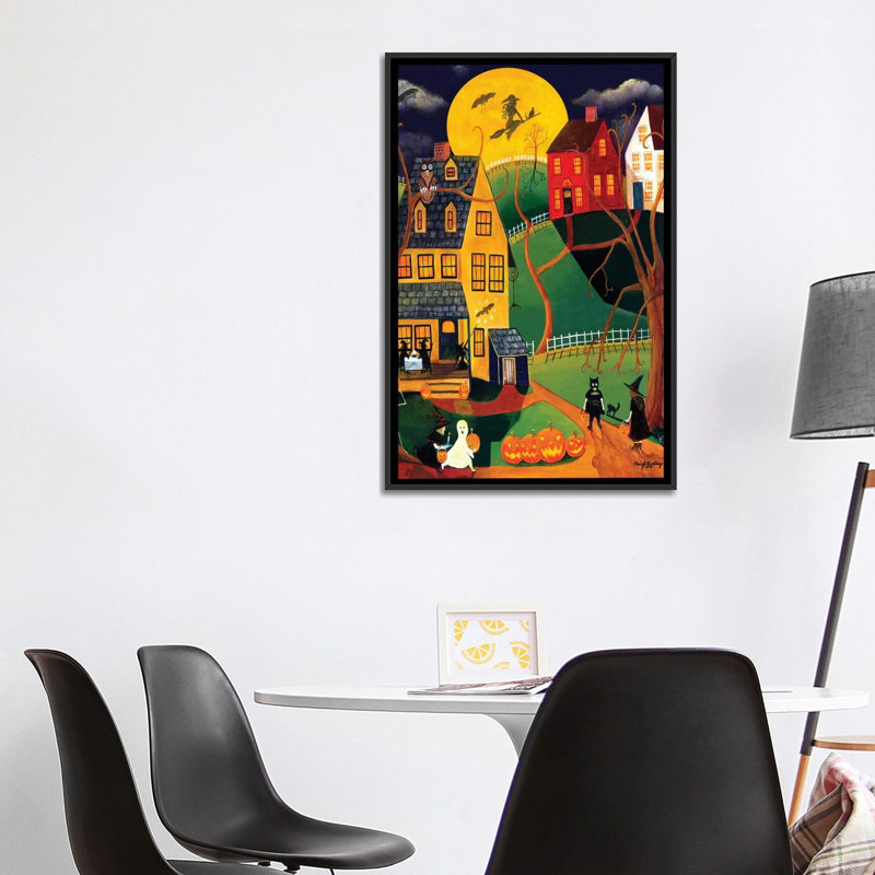 Impression d’art graphique, "Halloween Trick or treat" par Cheryl Bartley, H 40 po x l 26 po x P 1,5 po, Pas de tapis