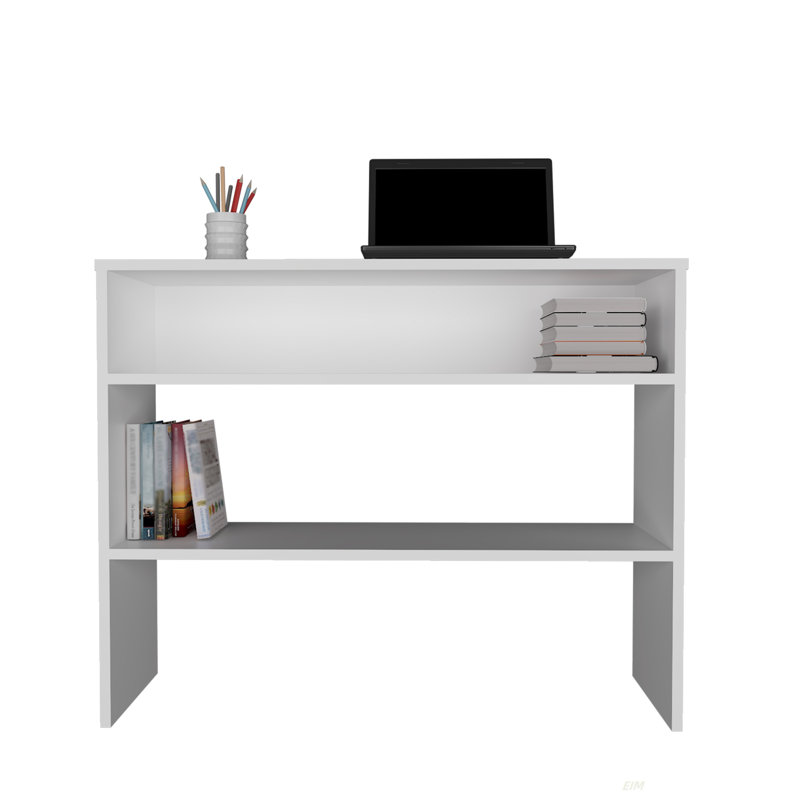 39" Wide 2-Tier Shelf Narrow Console Table, Entryway Table, White