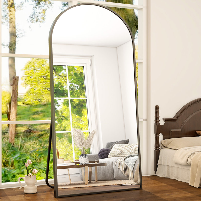 Miroirs muraux surdimensionnés arqués, Noir, 77 po x 38 po