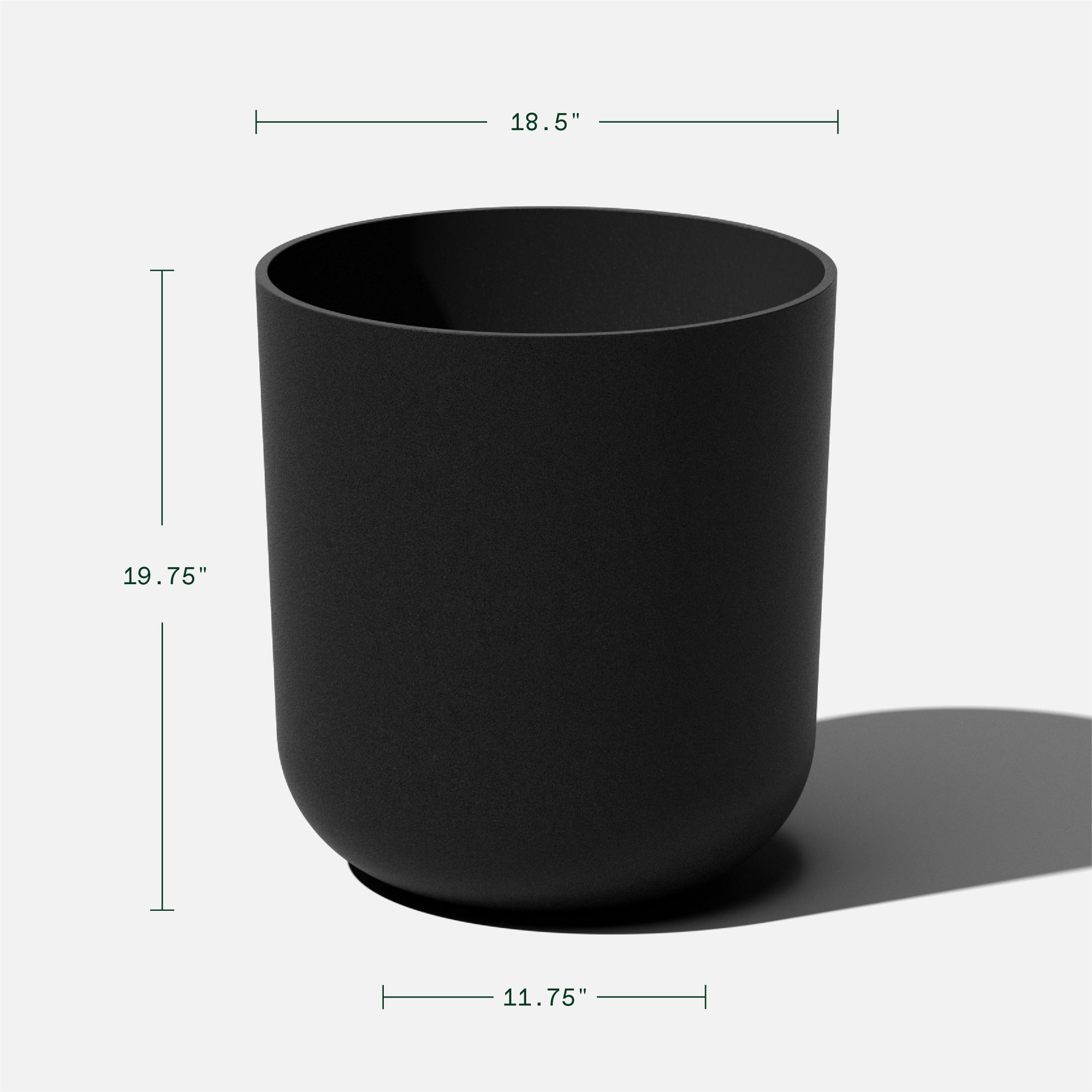 Pure Series Planter, Black, 2, 19.75" H x 18.5" W x 18.5" D