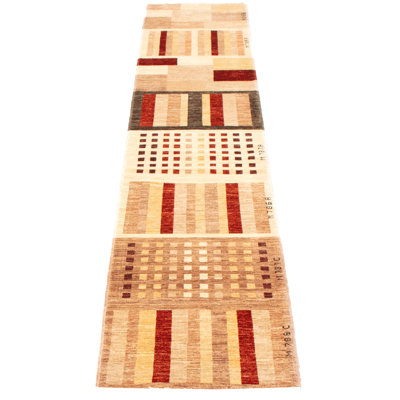 One-of-a-Kind 3'9" X 6' New Age Runner Wool Area Rug in Cream