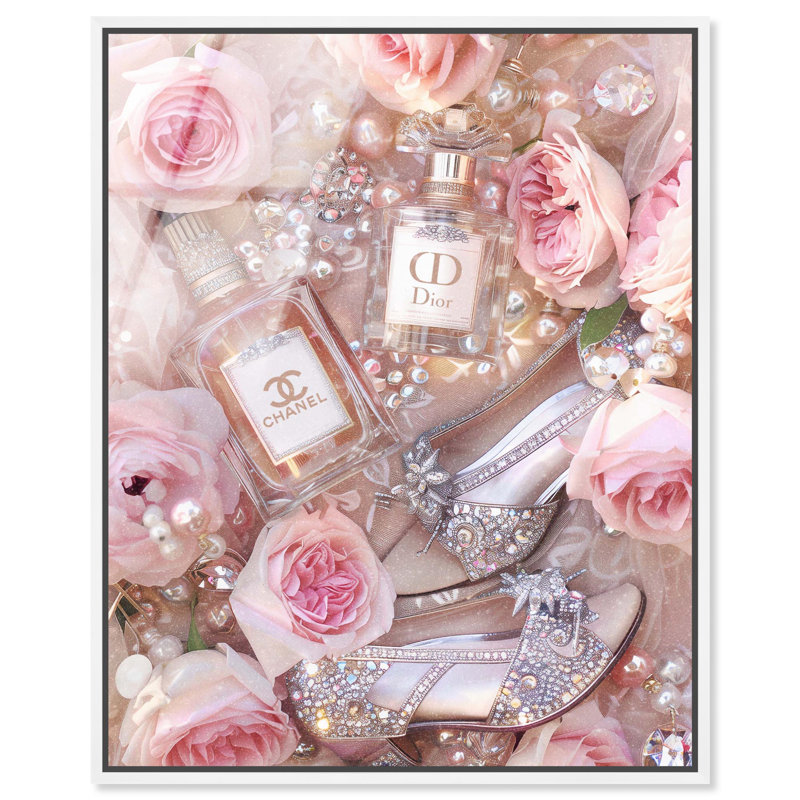 Sparkling Glam Arrangement Framed High-Gloss Acrylic Glass Wall Art Fashion Art by Art Remedy, White Frame, 16 x 20, White