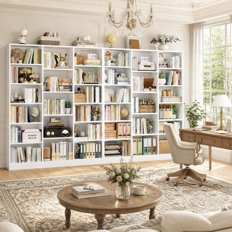 Ensemble de 2 bibliothèques en bois H 74,02 "x l 58,7" (ensemble de 2), Blanc