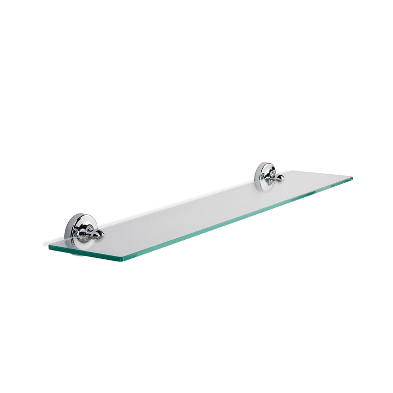 Worcester Wall Mounted Glass Shelf with Traditional Chrome Brackets 60cm