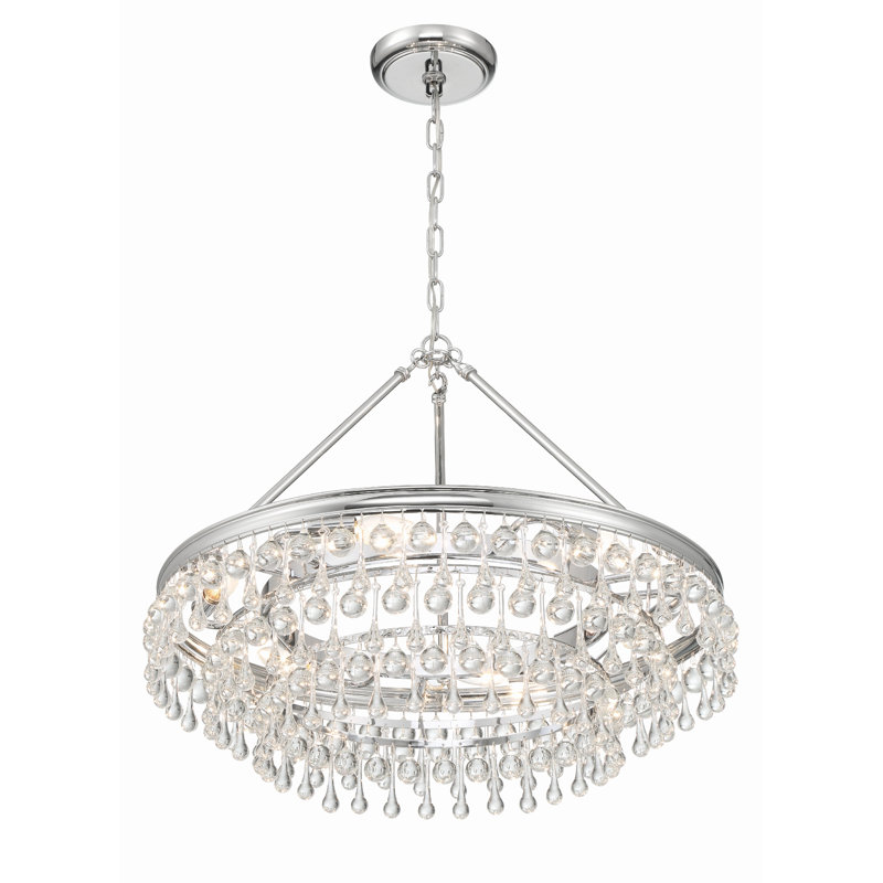 Eulah 6 - Light Dimmable Tiered Chandelier, Polished Chrome, 19.75" H x 25" W x 25" D
