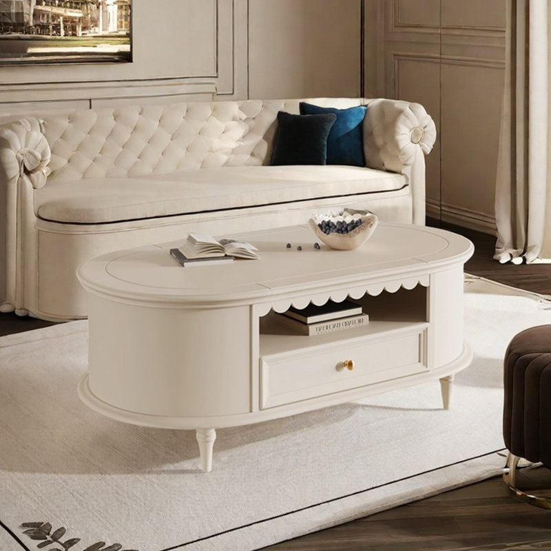 Cream style design solid wood coffee table