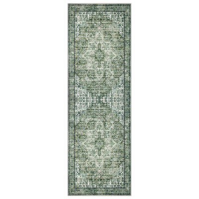Washable Oriental  Area Rugs Non slip Green Rugs
