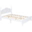 Base de lit en bois pleine grandeur de style rétro, finition blanche, solide et sécuritaire, envers à lattes, sans sommier, méthode de montage simple, bois de plateforme, support, exceptionnalité