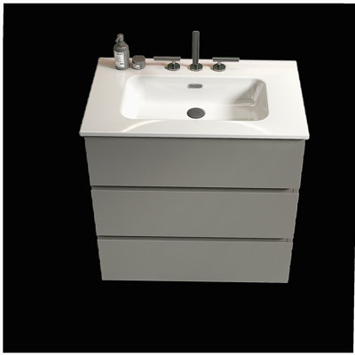 Meuble-lavabo de salle de bain avec 3 trous de robinet, meuble-lavabo autoportant moderne de grande capacité, lavabo intégré sans drain et robinet, pré-assemblé