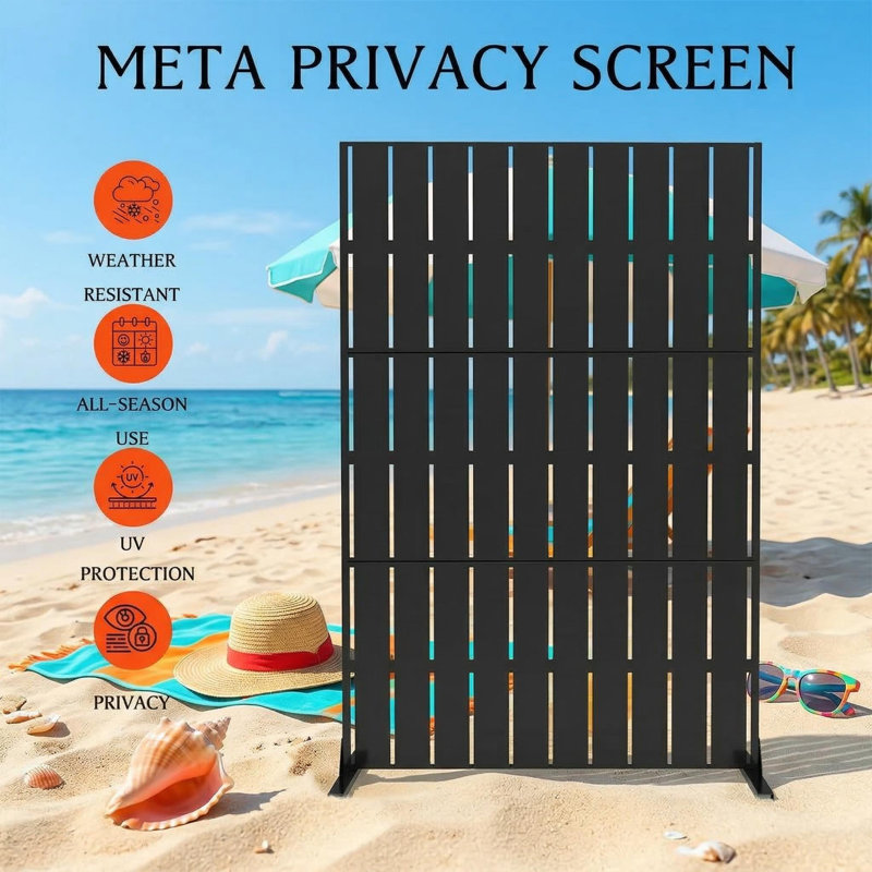 Decorative Garden Privacy Screen with Stand, 183x120cm Large Freestanding Outdoor Divider with Installation Accessories, Trash Can Privacy Fence Screen Panels for Patio, Garden, Pool & Indoor.