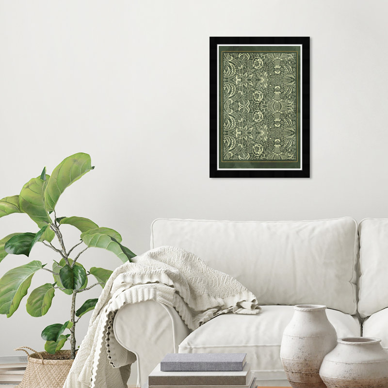 «Abstract Folk», affiche traditionnelle sur papier vert, Noir