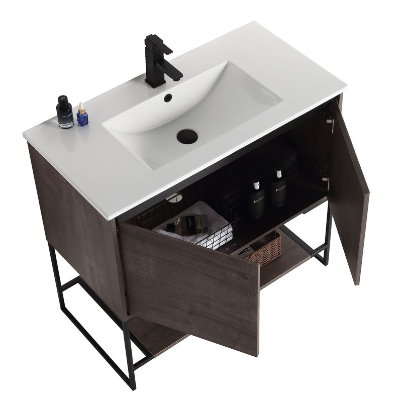 Ensemble de meuble-lavabo simple 36 po Carliana, gris