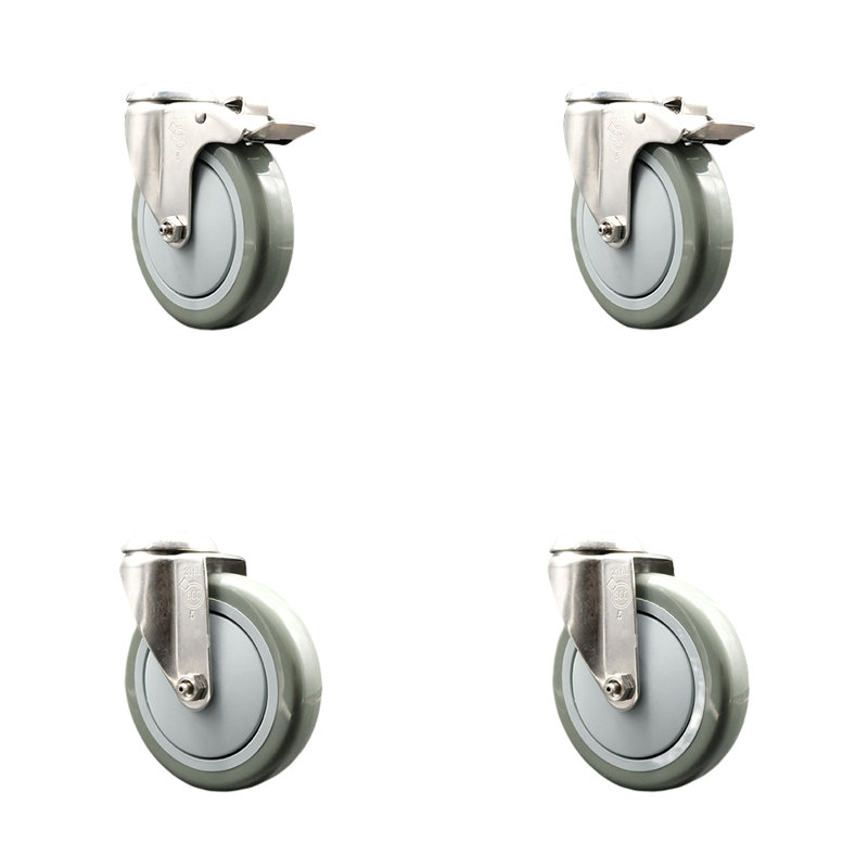 Roulettes pivotantes, H 5 po x l 5 po, gris