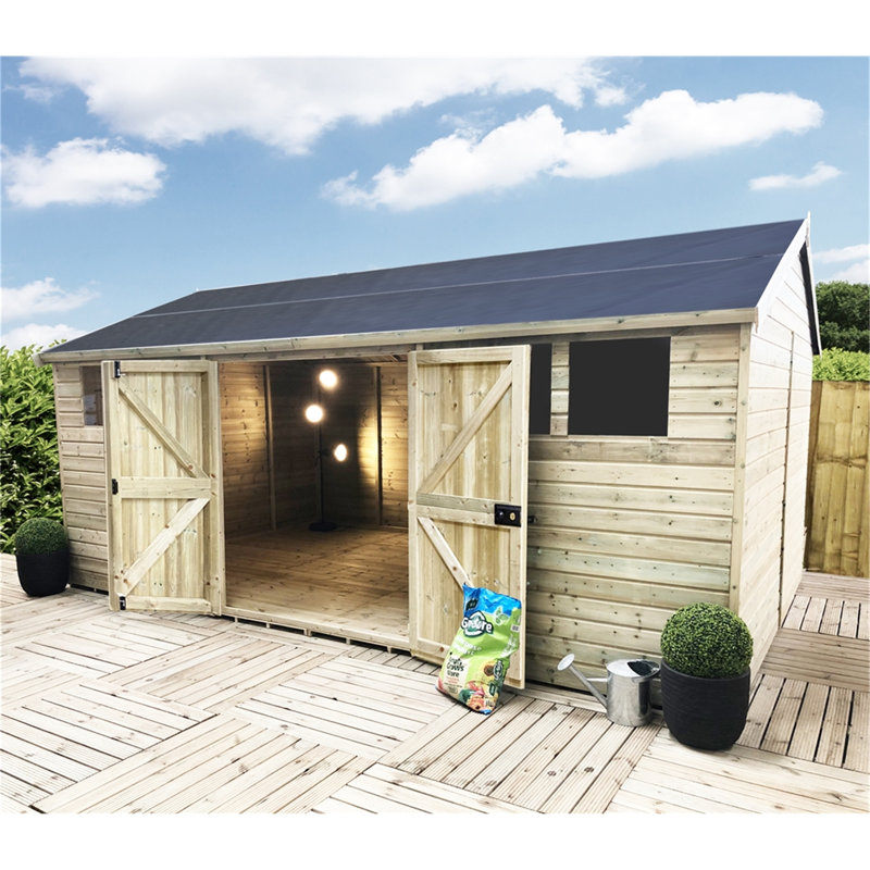 Bickleton 24ft. W x 16ft. D Solid Wood Garden Shed