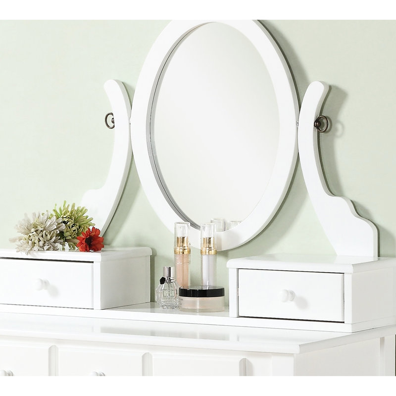 Table de coiffeuse et tabouret de maquillage en bois, blanc