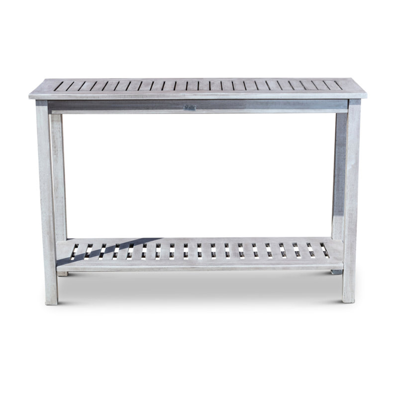 Console en eucalyptus gris argenté - idéale pour les présentoirs extérieurs et les rangements fonctionnels