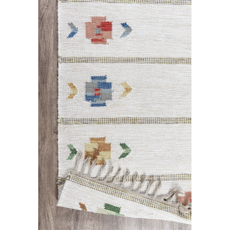 Ritner Floral Wool Hand Woven Area Rug, Rectangle 60cm x 120cm
