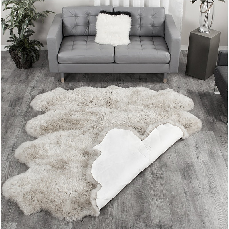 Tapis en peau de mouton véritable Mercer41, Nouveauté 6 pi 2 po x 7 pi