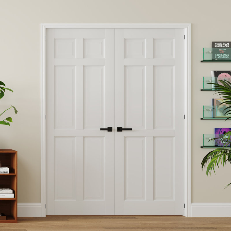 Intérieur 6 panneaux de porte en bois avec porte de garde-manger pré-montée, 56 po x 80 po