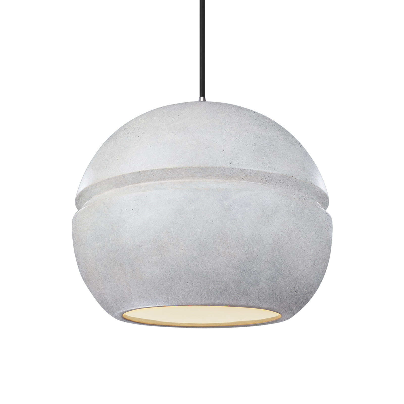 Nora Single Light Ceramic Dimmable Pendant, Polished Chrome, Concrete, Incandescent
