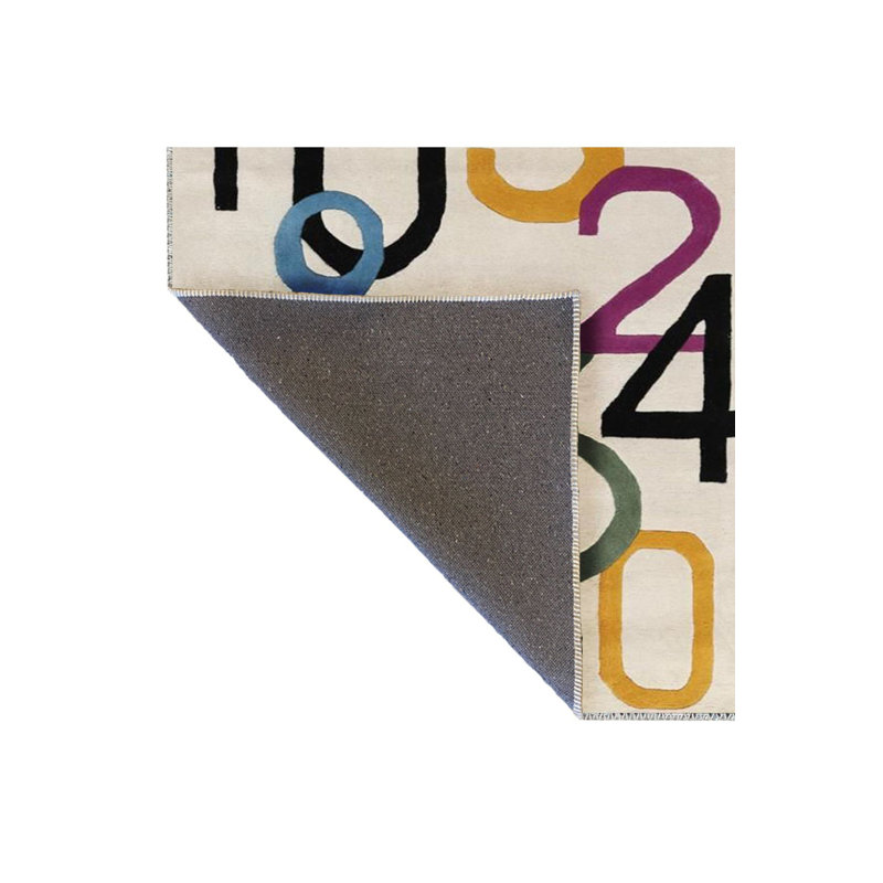 Tapis lavable décoratif à motif tissé à motif de chiffres, Sous-tapis rectangulaire 2 pi 6 po x 6 pi 7 po inc