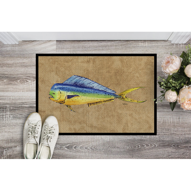 Paillasson anti-dérapant pour l’intérieur en dauphin Eoghan, Rectangle 1 pi 6 po x 2 pi 3 po