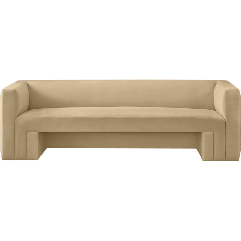 Henson 89.5" Velvet Square Arm Sofa, Camel Velvet