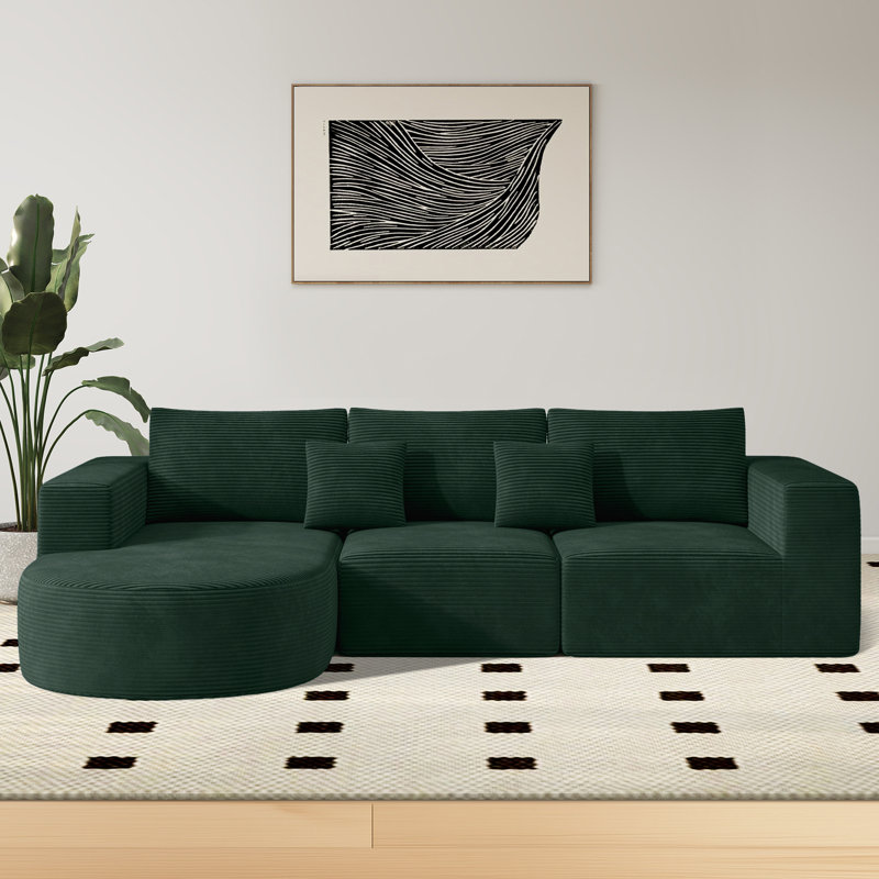3 Seater Corner Sofa , Left Hand Facing, Black