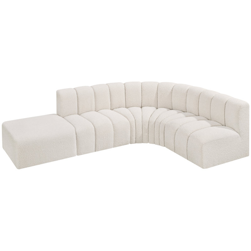Canapé et méridienne rembourrés Isleen, Tissu crème bouclé