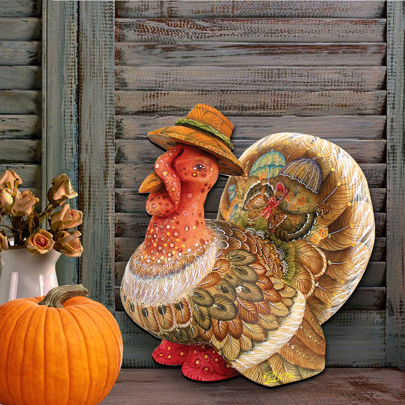 Rustic Wooden Turkey Thanksgiving Door Hanger, 24x18