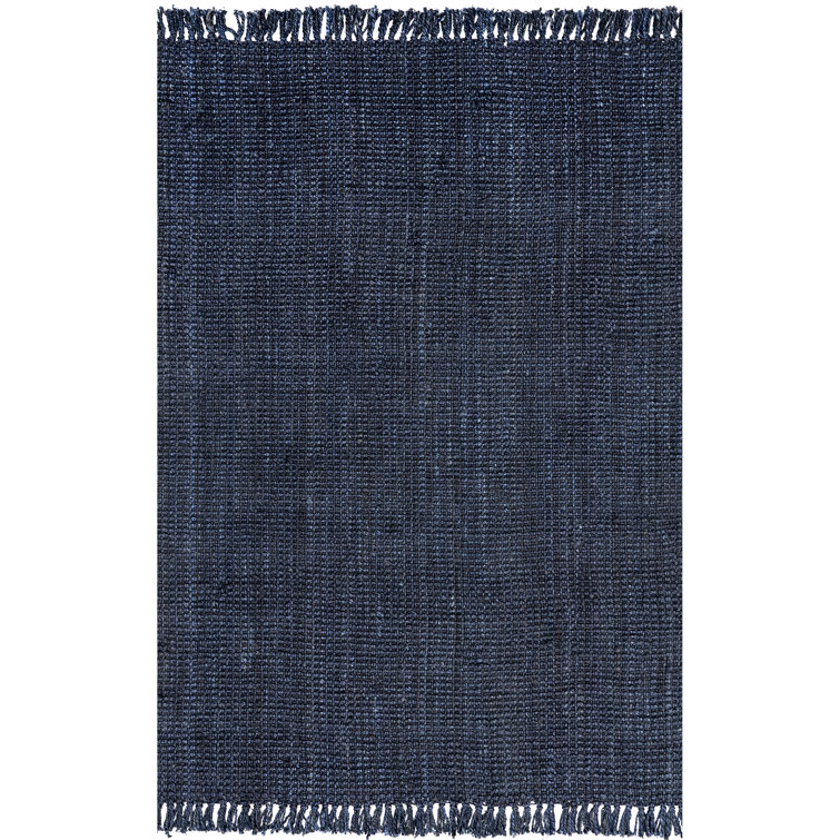 Royce Farmhouse Handmade Tufted Chunky Jute Navy Blue Rug