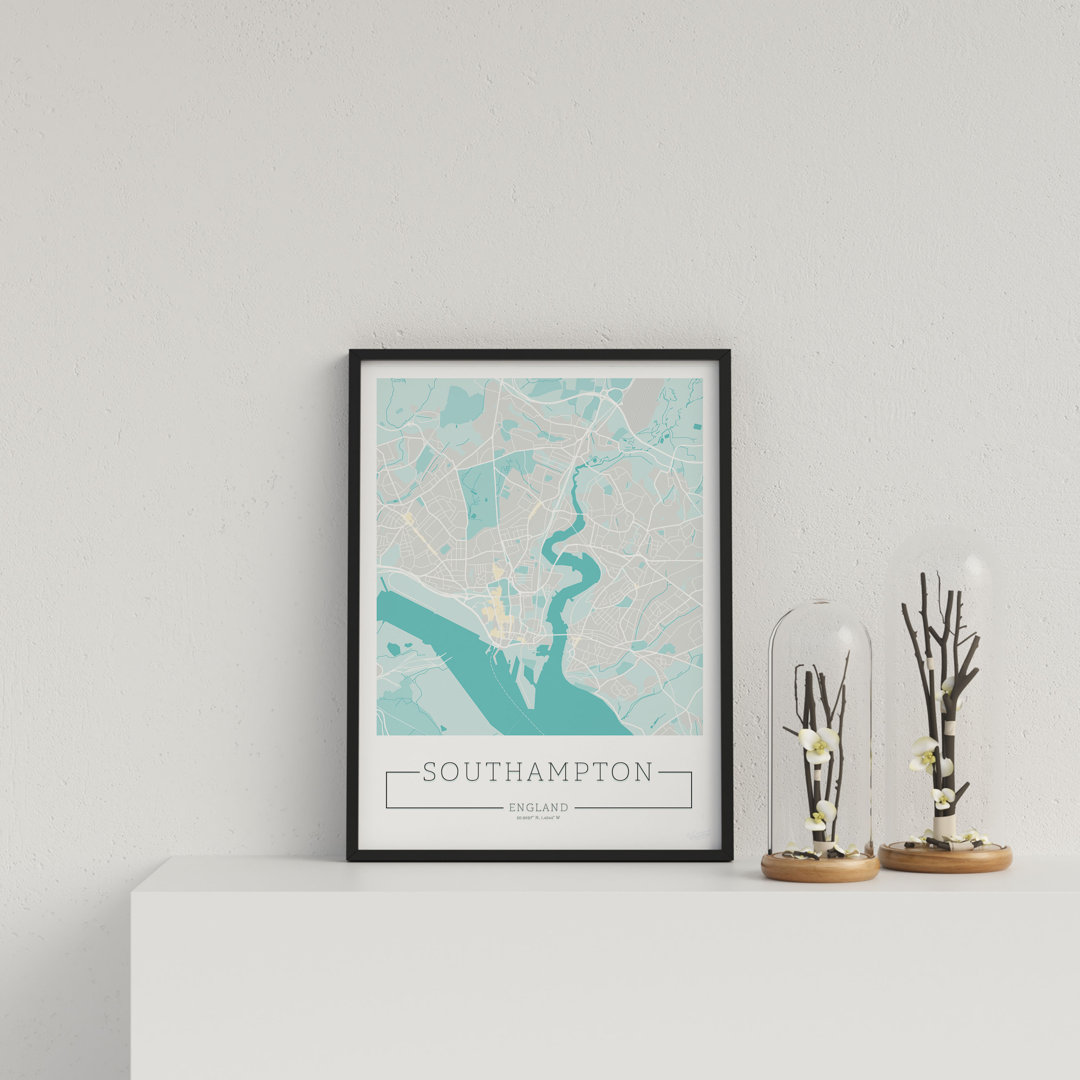 City Location Ordnance Map Blue Southampton by Vouvart - Single Picture Frame Print